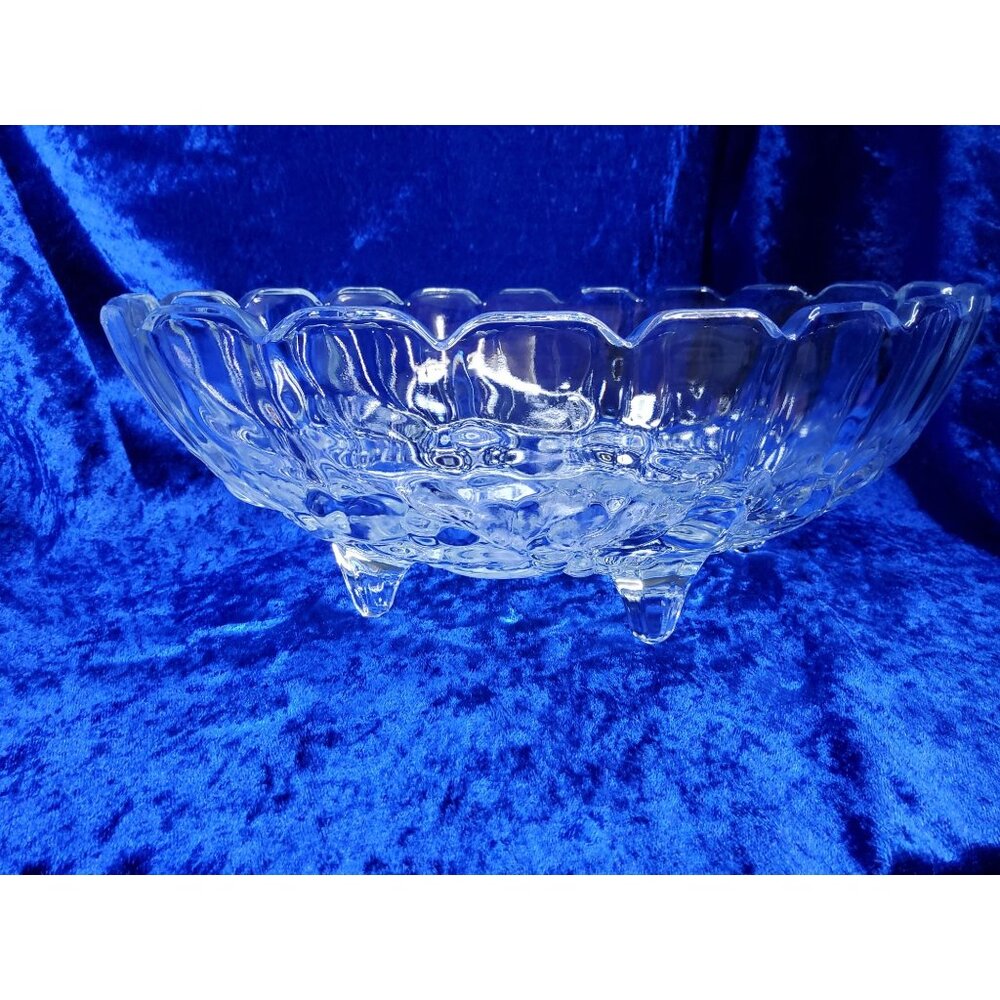 Vintage Indiana Glass Harvest Grape Large Oval Footed Fruit Bowl / Centerpiece